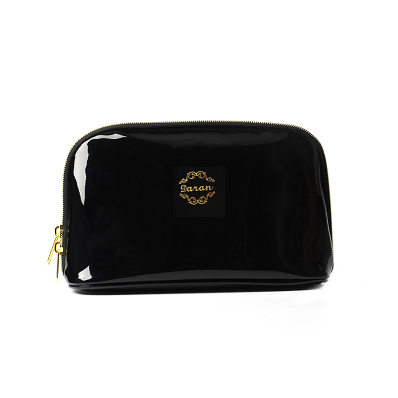 Black PVC Cosmetic Bag with Glod Hot Stamp